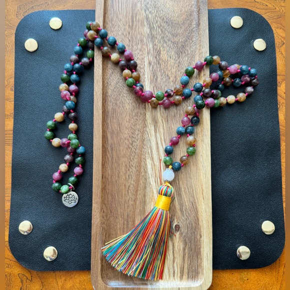 Boutique Jewelry - NWOT Mala Stone Bead Necklace with Tassel Posh Party Host Pick